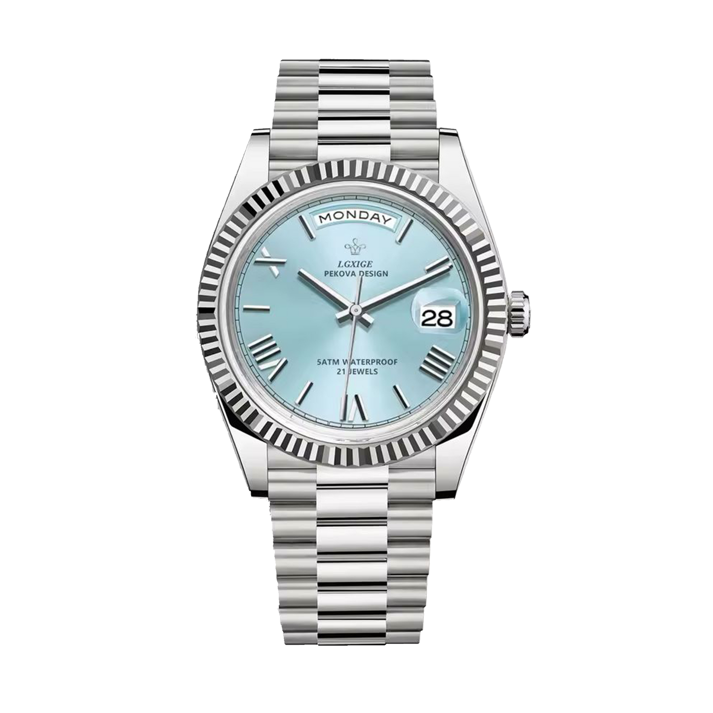 Baby Blue & Silver Date Style Watch