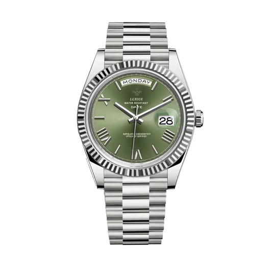 Olive & Silver Date Style Watch